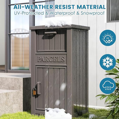 Package Delivery Box for Outside, Large Lockable & Weatherproof Anti-Theft Large Parcel Drop Box for Porch, Curbside, House Storage, Charcoal Gray(60 Gallon)