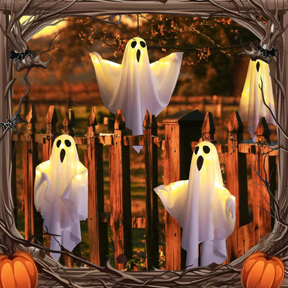 2Packs Ghost Lights - Halloween Decor, Yard Decorations for Parties & Gardens (White)