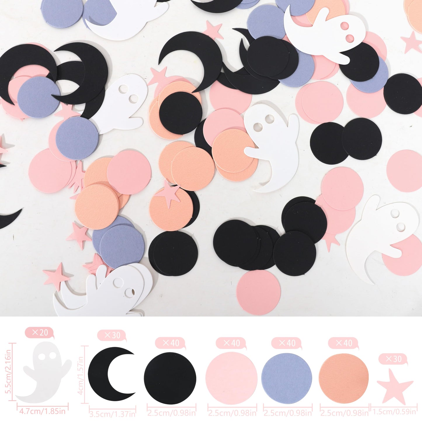 230psc Halloween Spooky Confetti - Pink HalloweenConfetti, Spooky One TwoSpooky Birthday Decorations, Halloween Table Decor, Girls Ghost Confetti