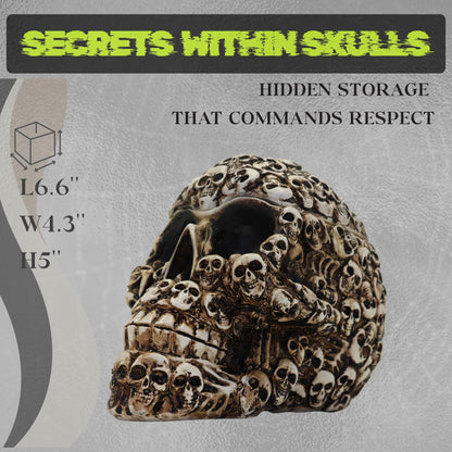 Gothic Skull Storage Box - Decorative Ossuary Design with Hidden Compartment, Hand-Painted Polyresin Skeleton Head Container for Jewelry, Keys & Small Items, Macabre Home Decor Conversation Piece