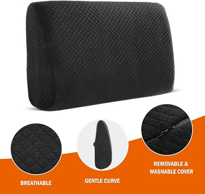 HOMBYS Lumbar Support Pillow for Recliner Chair, Memory Foam Back Support Cushion for Elderly,Extra Large Lumbar Support Pillow,Thick Backrest for Home Reading (Black, 20“x13.5"x5")