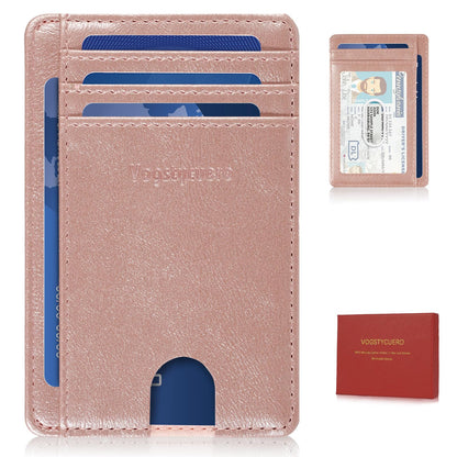 VOGSTYCUERO Front pocket thin wallet for Men Women RFID Blocking Credit Card Holder Card Cases Slim Minimalist wallet with Gift Box (Alaska Pink)