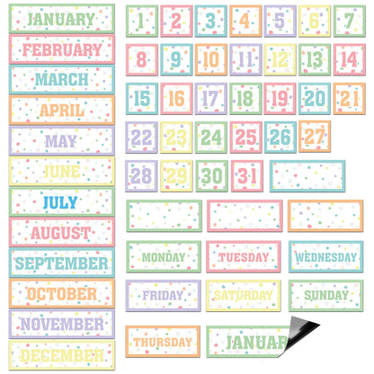 Ireer 54 Pcs Calendar Magnets Numbers Pastel Magnetic Calendar for Classroom Decor, Days of the Week and Months Dates Indicators for Teacher School Home Office Supplies
