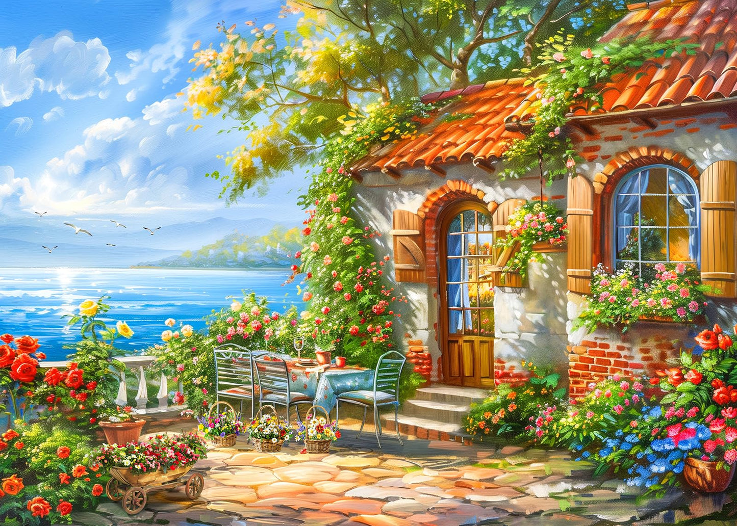 MBOQIU 1000 Piece Puzzle for Adults - Coastal Resort Puzzles for Adults 1000 Pieces, Letters on Back, Summer Scene Jigsaw Puzzle, Challenging Puzzles for Teens Seniors - 27.6 x 19.7 inches