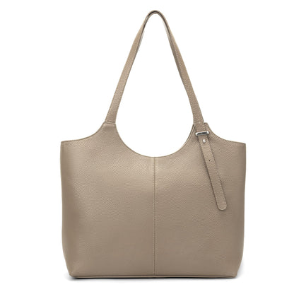 befen Genuine Leather Tote Bags for Women Work, Real Brown Leather Shoulder Handbags Zippered Satchel Purses with Adjustable Strap for Casual Shopping Travel Taupe