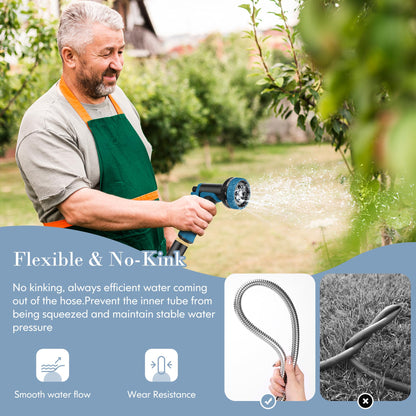 Advinski Garden Hose 50FT, Water Hose with 10 Function Nozzle, Garden Hose with Leak-proof Connectors, No-Kink, Lightweight, Puncture-proof,550PSI, Hose for Outdoor, Yard