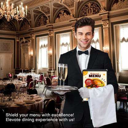 FLKQC Menu Covers 8.5 x 11 | Pack of 30 Restaurant Recipe Menu Covers Transparent Restaurant Menu Covers for Kitchen, Drink, Wine Menu Covers Black (8.5"x 11" (1 Page, 2 View))