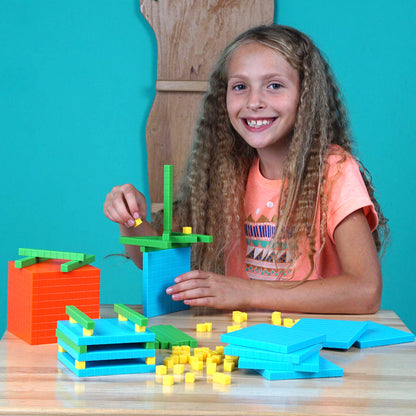 Simply magic 140+1 PCS Colorful Base Ten Blocks & Activities Set & 131 PCS Base Ten Blocks for Math