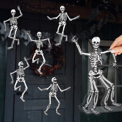 Cheerland Jointed Skeleton Garland Halloween Party Decorations Skull Garland Monster Disco Dancing String Decor Bones Spooky Scary Banner Kids Celebration Summerween Decoration and Supplies 15 Inch