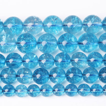 Natural Lake Blue Snow Crystal Stone Beads for Jewelry Making DIY Bracelet Necklace Jewelry Making 1 Strand 15.5inch 35PCS 10MM