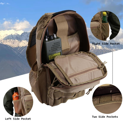 Rover Sling Pack Tactical Shoulder Sling Bag Backpack with Bottle Holder Crossbody Chest Bag, Coyote