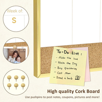 Umtiti Magnetic Weekly Dry Erase White Board and Cork Board, Aluminum Frame Mini Whiteboard，Magnetic Surface Whiteboard for Home Office and Wall Decor(ZHZL-2040JL)