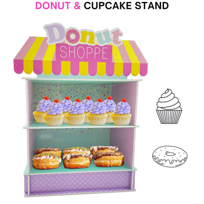 2 Tier Donut Stand for Donut Birthday Party Supplies & Decorations, Cupcake Stand Dessert Table Centerpiece Decor by 4E's Novelty