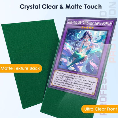 Kitoyz 500 Pcs Card Sleeves for Trading Card, Matte Card Sleeves Deck Card Protectors Compatible with Baseball Cards, Sports Cards, Game Cards (Green)