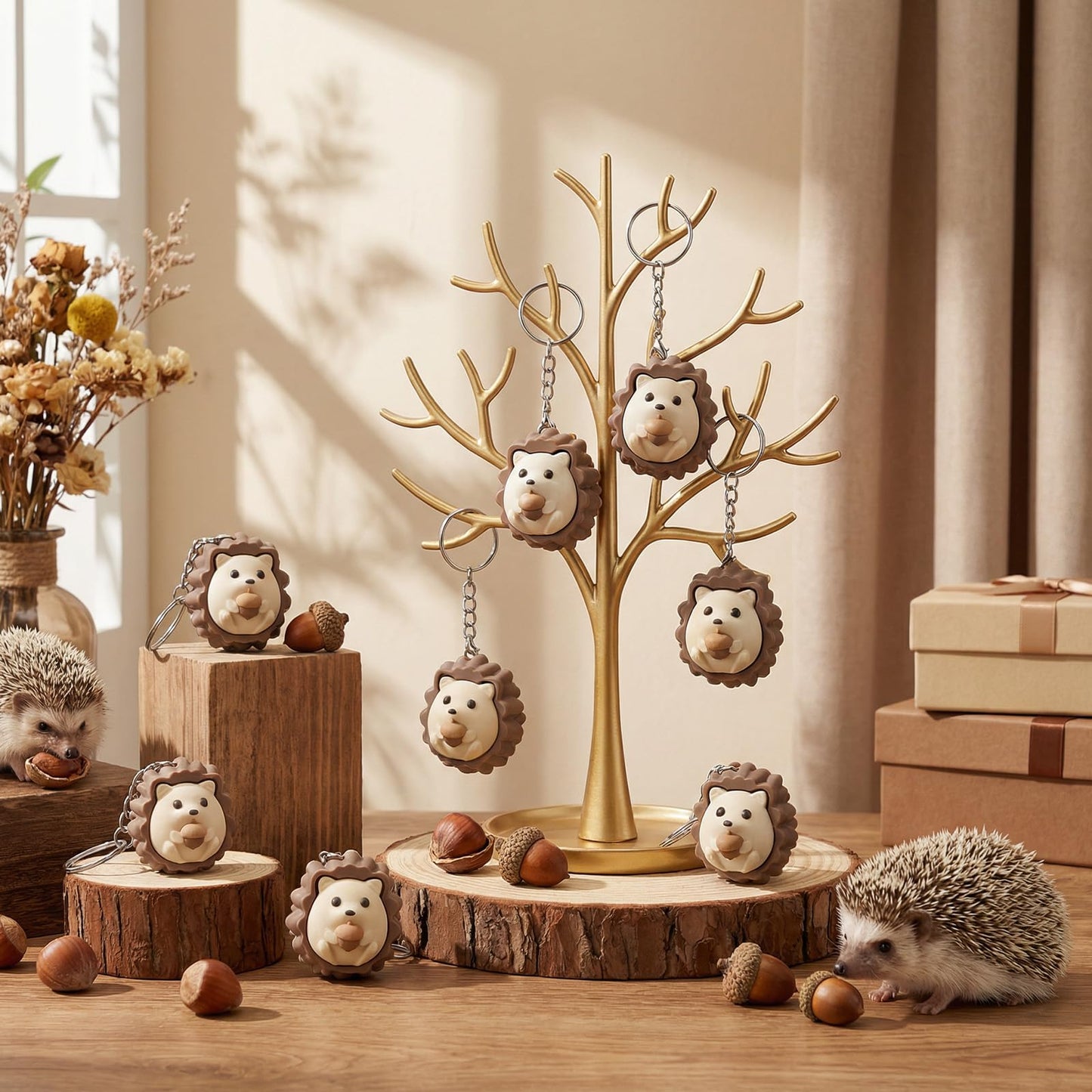 Kenning 12 Pcs Hedgehog Clicker Fidget Toys Keychains Bulk 3D Printed Sensory Clicker for Stress Relief End of Year Student Gifts from Teacher Classroom Rewards Graduation Favors