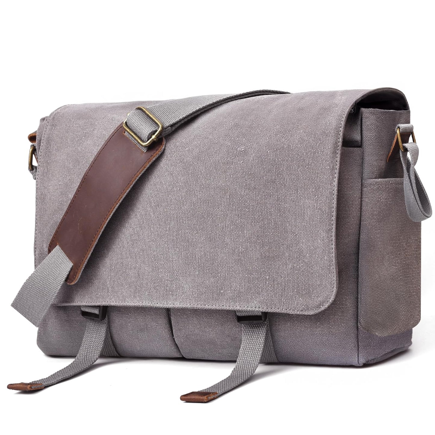 Messenger Bag for men Laptop Bag UnisexRetro Canvas Bag14-15.6 inches Casual single shoulder bag For Work College Travel (grey)