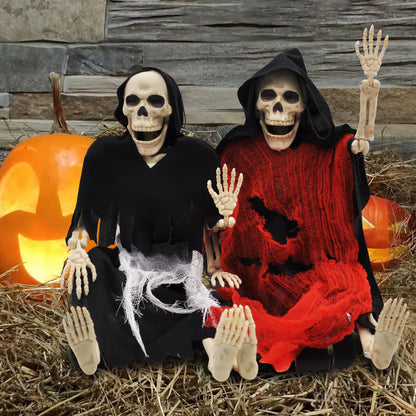 JOYIN 2PCS 16" Scary Halloween Decorations Halloween Skeletons Full Body Poseable Skeleton