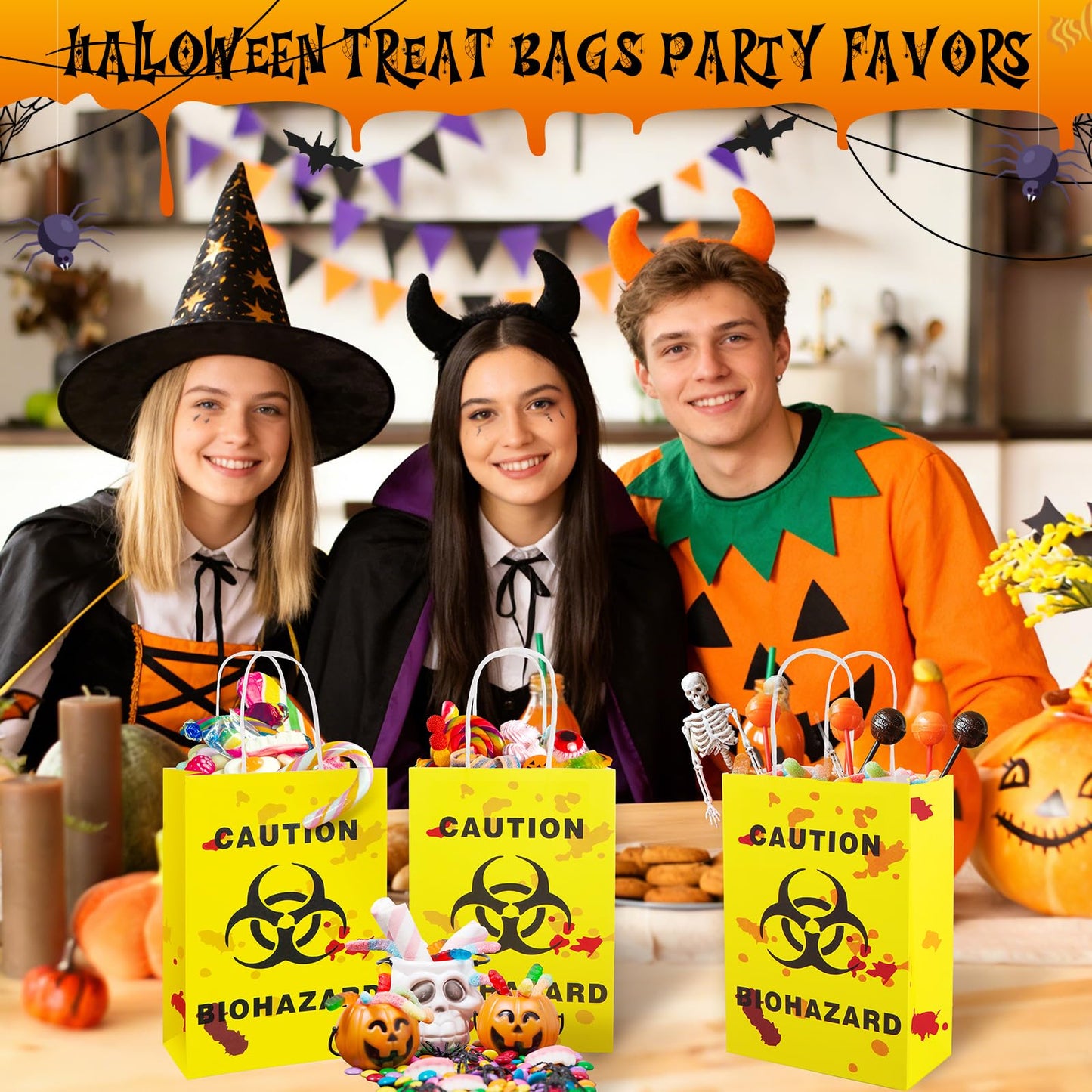 FOGWOWO 36 Pcs Halloween Paper Gift Bags Zombie Biohazard Halloween Party Favors Treat Bags Biohazard Halloween Decorations Trick or Treat Bags Candy Goodie Bag Zombie Biohazard Party Supplies