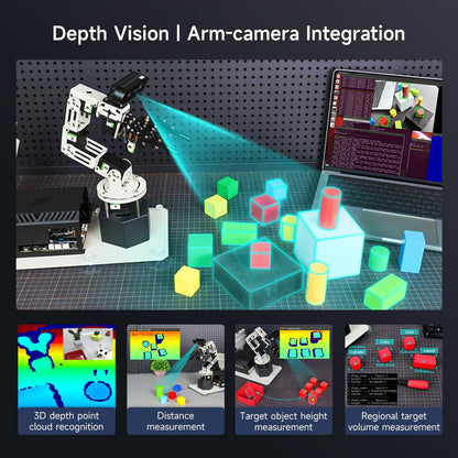 Yahboom Jetson Orin Nano Super 8GB 6DOF Robotic Arm 3D Space Scanning, Depth Camera Visual Recognition AI Vision AI Voice Interaction ROS, Python Programming Data
