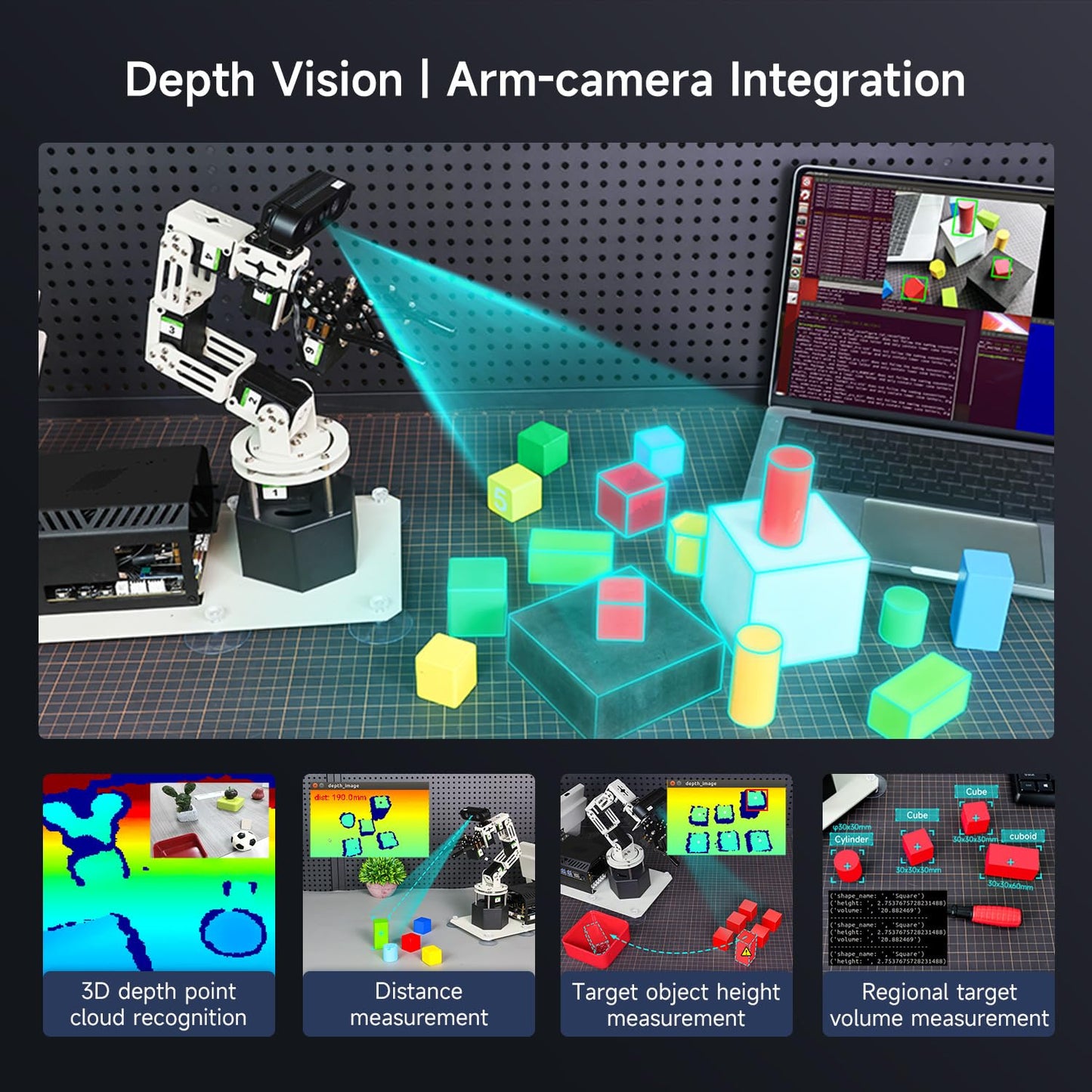 Yahboom Jetson Orin NX 8GB Super 117Tops Robotic Arm 3D Depth Camera Visual Voice Interaction AI Python Program ROS Robot with Display (with OrinNX 8GB Super)