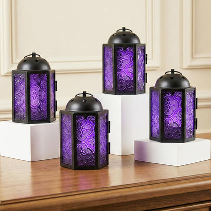 Vela Lanterns Decorative Indoor Mini Tea Light Candle Holders, Purple