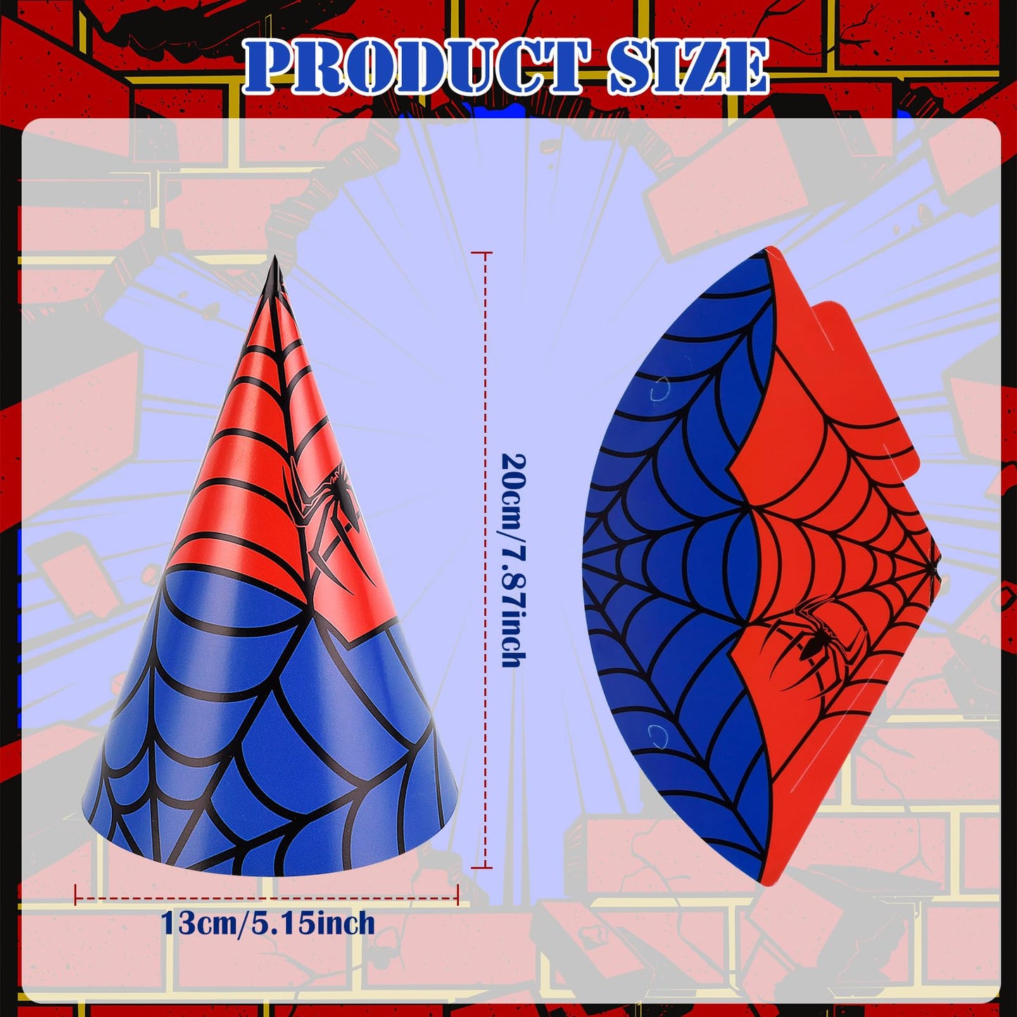 GKXMAXIWANG 24 Pcs Spider Theme Birthday Party Hats Decorations Spider Web Cone Hat Classroom Celebration Party Supplies Shower Photo Prop & Colorful Paper Party