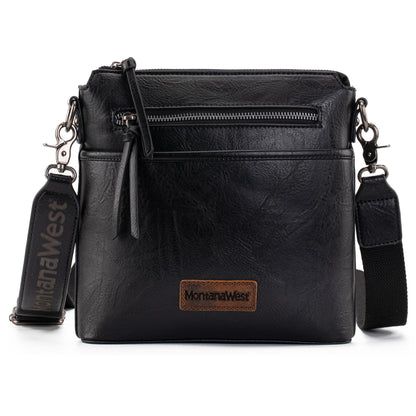 Montana West Black Crossbody Bag for Women Small Cross Body Bag Purses Lightweight Travel Side Purse Shoulder Purses with Guitar Strap MWC-216BK