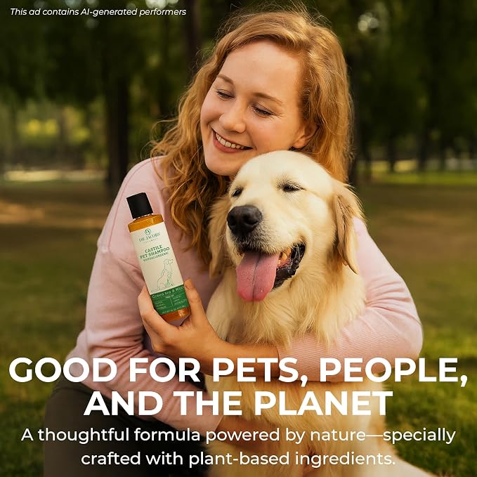 Dr. Jacobs Naturals Castile Pet Shampoo - Gentle Cat & Dog Wash w/Pure Castile Soap - Plant-Based Dog Shampoo w/Olive Oil, Coconut Oil, Shea Butter, Aloe Vera, Vitamin E - Green Tea & Mint