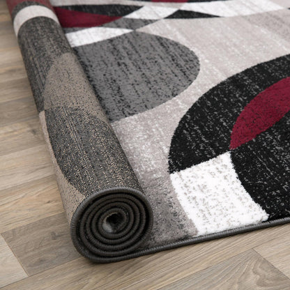 Rugshop Red Modern Geometric Indoor Area Rug, Overlapping Circle Pattern, Fade Resistant, Non-Shedding, for Living Room, Bedroom and Home Office, 5'3" x 7'3"