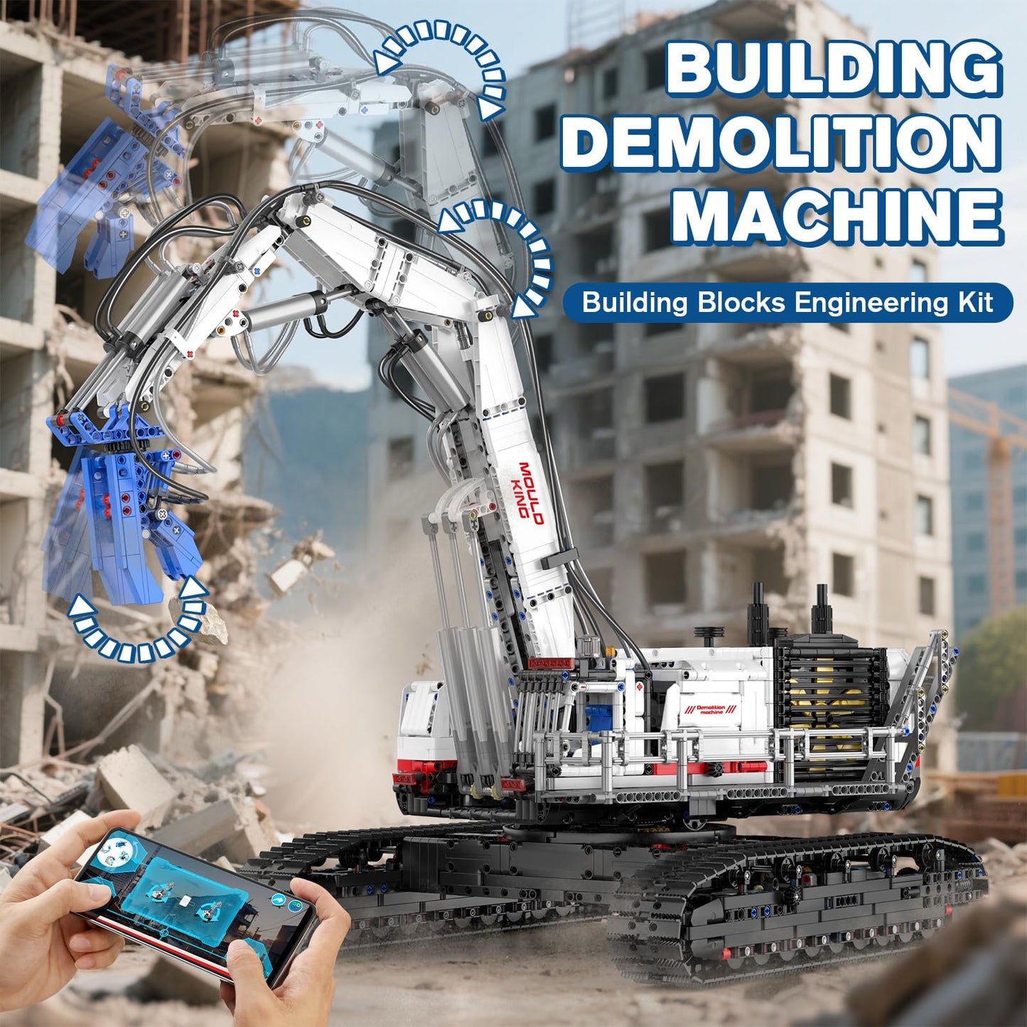 Mould King Engineering Excavator Building Sets, 17062 Large RC Construction Building Kits with APP Remote Control, STEM Construction Vehicles Model for Adults(4195PCS)