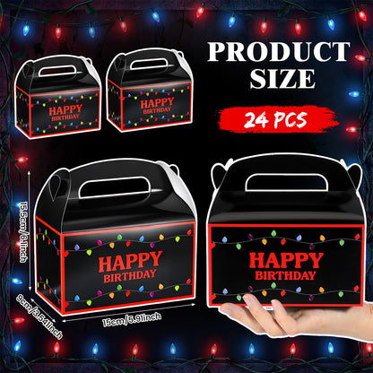 Marspark 24 Pack Strange Birthday Party Supplies, Paper Gift Boxes, Cartoon Candy Treat Boxes for Strange Themed Birthday Party Decorations(Spooky Pattern)