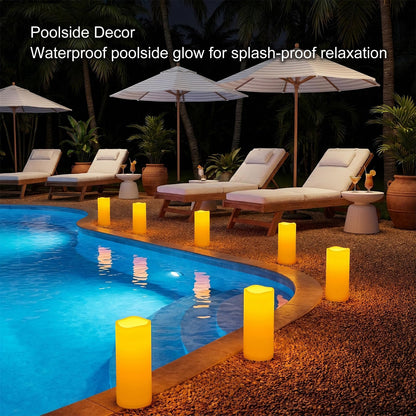 Amagic 2 Pack 5"x12" Outdoor Plastic Electric flameless Candles with Remote Control and Timer, Battery Operated Flickering LED Pillar Fake Candle for Home, Wedding Decor, Ivory