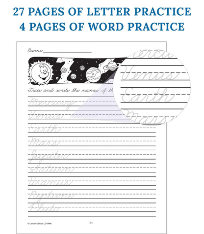 Carson Dellosa Beginning Cursive Handwriting Workbook, Traditional Writing Book With Number and Letter Tracing and Sight Words Practice, Classroom or Homeschool Curriculum