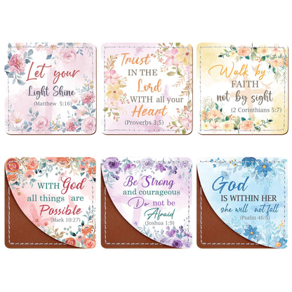 Celavoy Christian Leather Bookmark Gifts - 6 Pcs Bible Verse Cross Corner Bookmarks for Women Book Lover Religious Flower Page Markers Reading Accessories Bookish Gift for Birthday Christmas Church