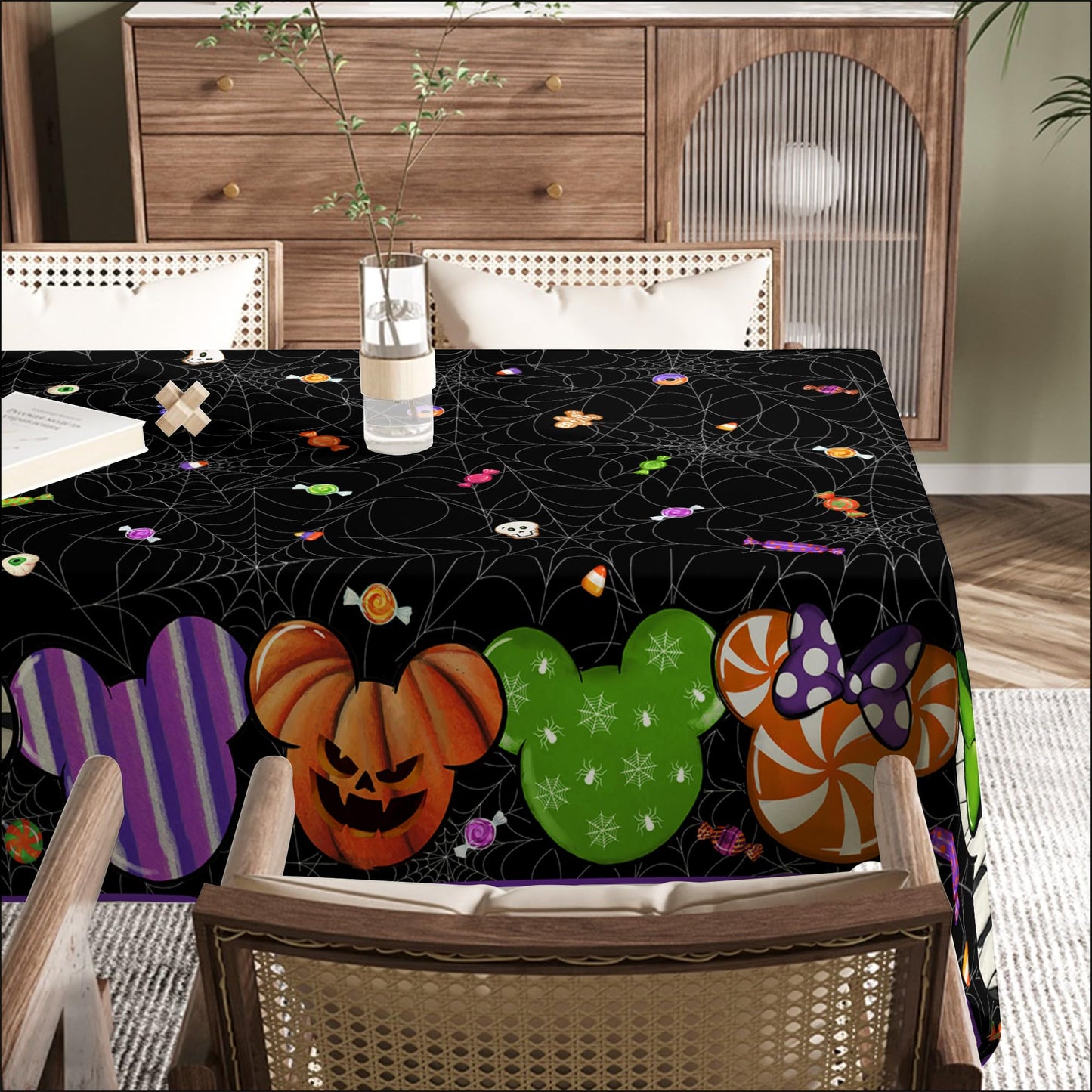 Waterproof Halloween Tablecloth - Rectangle Cartoon Mouse Table Cover for Home Party Decor