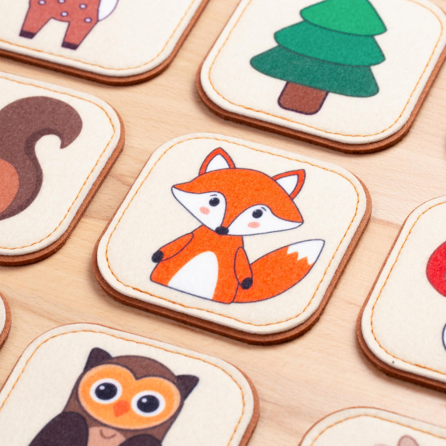 Felt Matching Game for Ages 2–4 – Soft and Safe for Ages 1+ – Montessori Memory Game – Sensory Flash Cards – Best Educational Gift for Ages 1–3 - Woodland Animal Theme