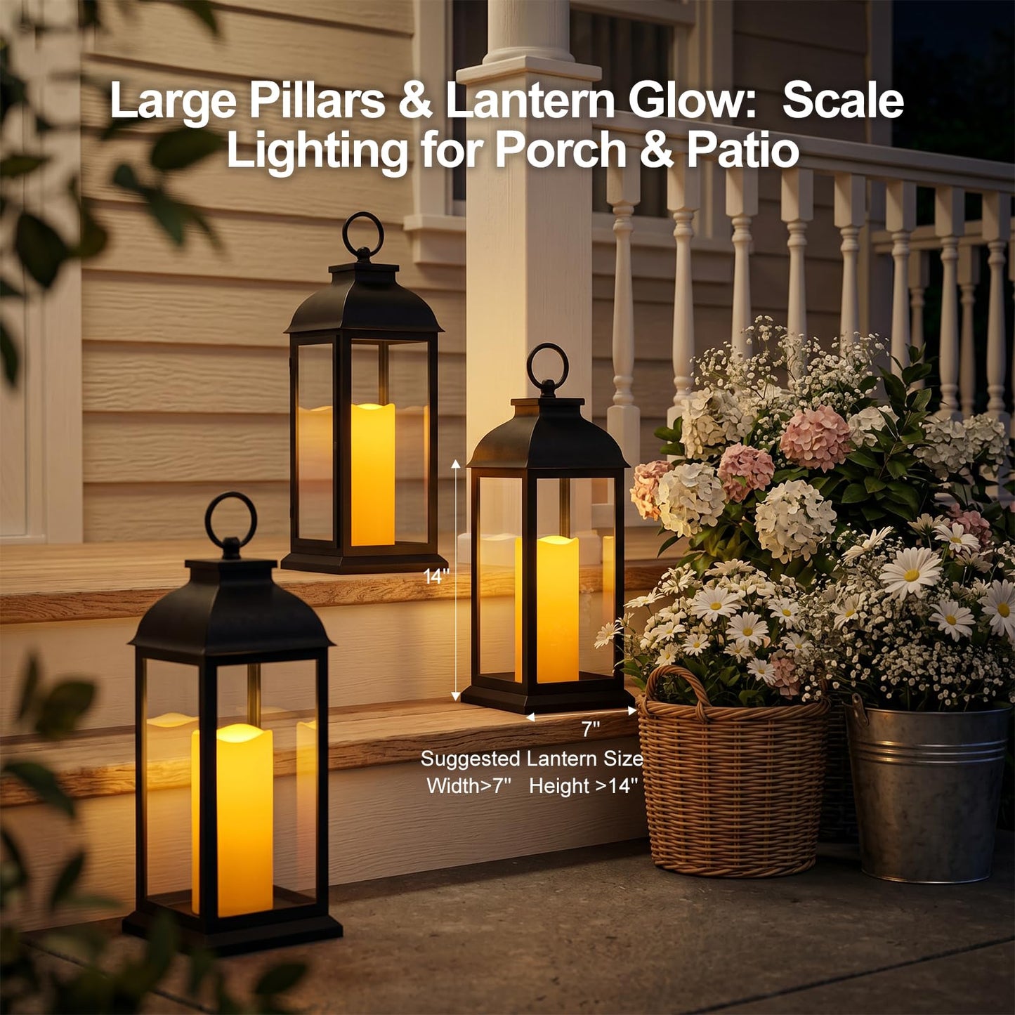 Amagic 2 Pack 5"x12" Outdoor Plastic Electric flameless Candles with Remote Control and Timer, Battery Operated Flickering LED Pillar Fake Candle for Home, Wedding Decor, Ivory