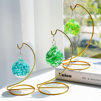 ZEERSHEE 3 Pack Gold Ornament Display Stands Hanging Hook for Air Plants, Terrariums Hanger, Glass Witch Balls, Home Wedding Christmas Decoration (9/7.9/6.3 Inch)