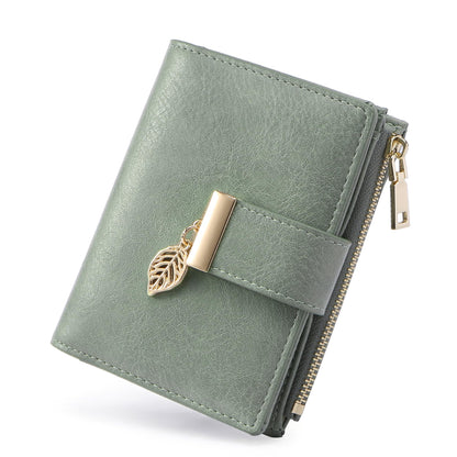 yiijay Small Wallet Women RFID Blocking Leather Bifold Wallet Credit Card Holder for Women Ladies Compact Wallet Mini Purse With Zipper Pocket