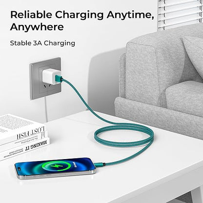 Basesailor USB Type C Charger Cable 6.6FT 2 Pack,Nylon Charging Power Cord for Samsung Galaxy S10 S23 S20 S21 S22,Moto Z3 Z4 G7 G8 G9 Play Power G Pro Fast Stylus,Motorola Razr Edge One 5G,Steam Deck