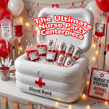 ArtCreativity Inflatable Cooler, Nurse Week and Graduation Party Decorations, Hospital-Themed Drink and Snack Holder, Halloween Decor, 23" x 11" x 16.5", White