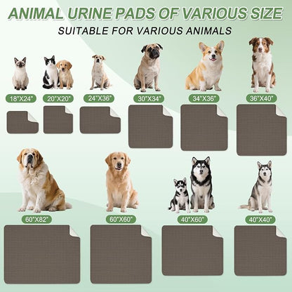 Washable Pee Pads for Dogs, 2 Pack Reusable Puppy Pads Dog Pads, Non-Slip Dog Pee Pads, Leakproof Pet Pee Pads Wee Wee Pads for Dogs. (Coffee, 20"x20"(Pack of 2))