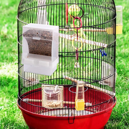 No Mess Automatic Parrot Feeding Container 450 Gram Acrylic Bird Feeder Splash-Proof Seed Dispenser for Cage Pigeons Parakeets Pet Supplies