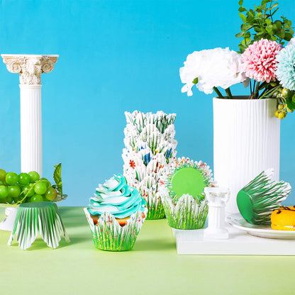 Patelai 240 Pcs Flower Petal Cupcake Liners 6 Styles Disposable Summer Floral Dessert Baking Cups Wildflower Grass Paper Muffin Wrappers Decor for Bridal Baby Shower Wedding Birthday Party Supplies