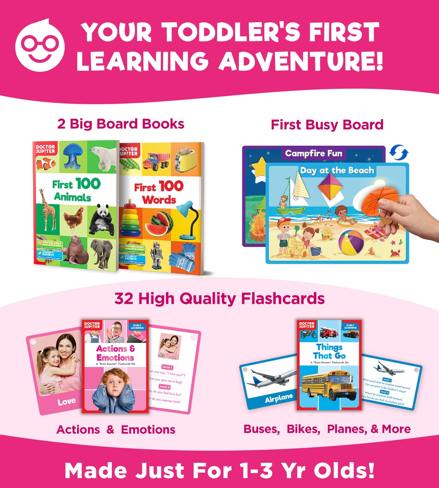 Doctor Jupiter My First Box of Learning | Toys for Toddlers Ages 1-2-3 | Toddler Learning & Educational Activities for 1+ Year Old Girls | Gift Ideas for Birthdays