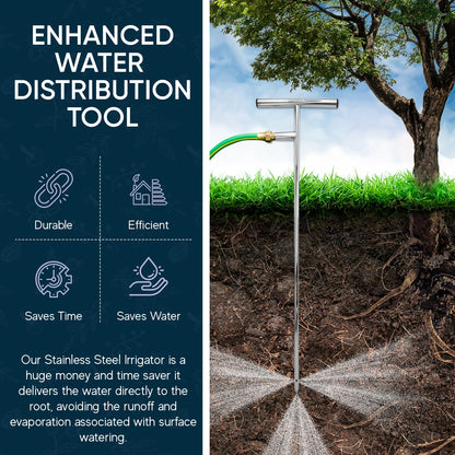 Varomorus Stainless Steel Deep Root Feeder for Tree Watering Spike Tool Irrigation for Outdoor Plants System Wand T-Handle One-Piece