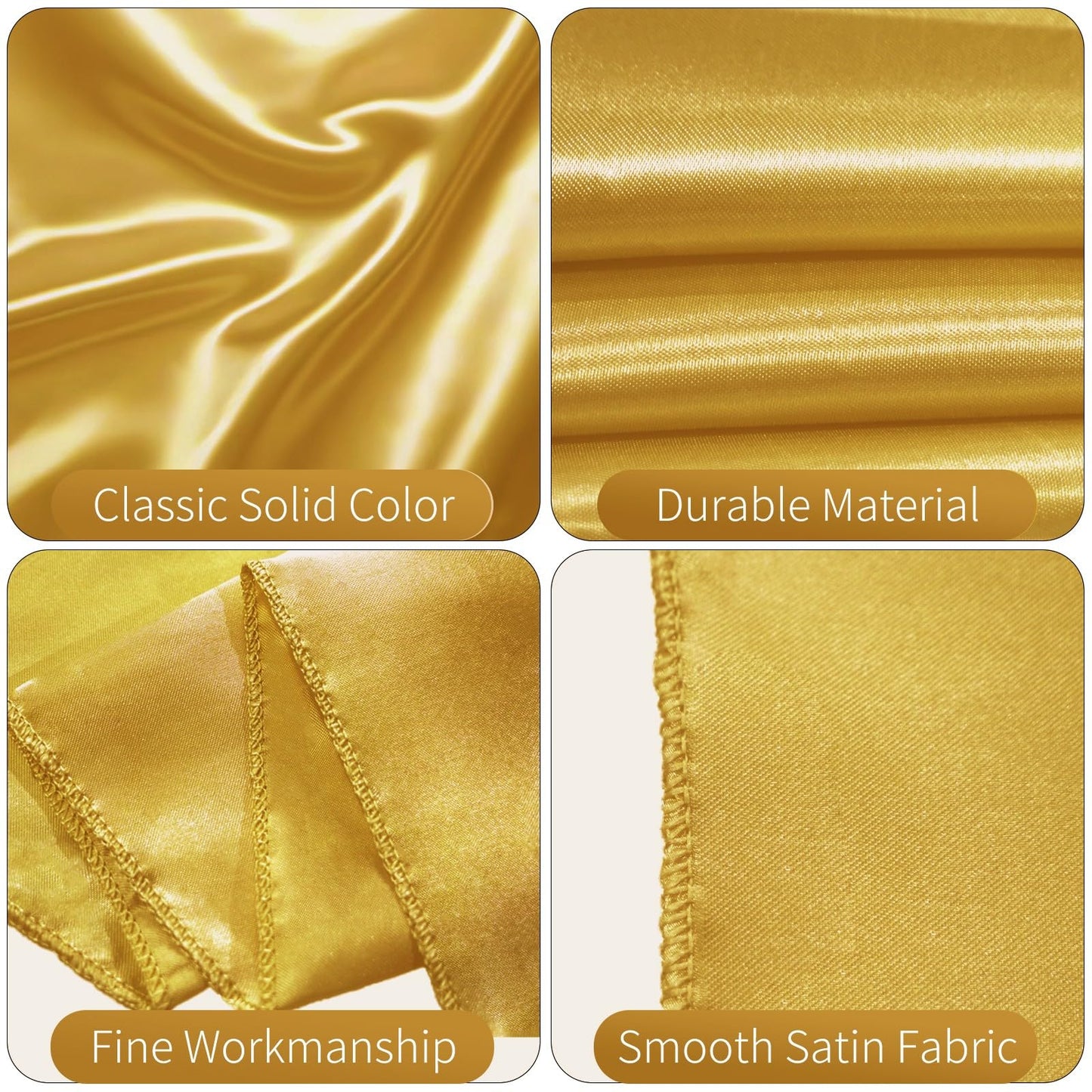 50 PCS Satin Chair Sashes Bows Decorative Universal Chair Cover Chair Ribbon Ties Back Sash for Wedding Party Ceremony Reception Hotel Events Banquet Restaurant Home Kitchen Decor(7 x 108 inch,Gold)