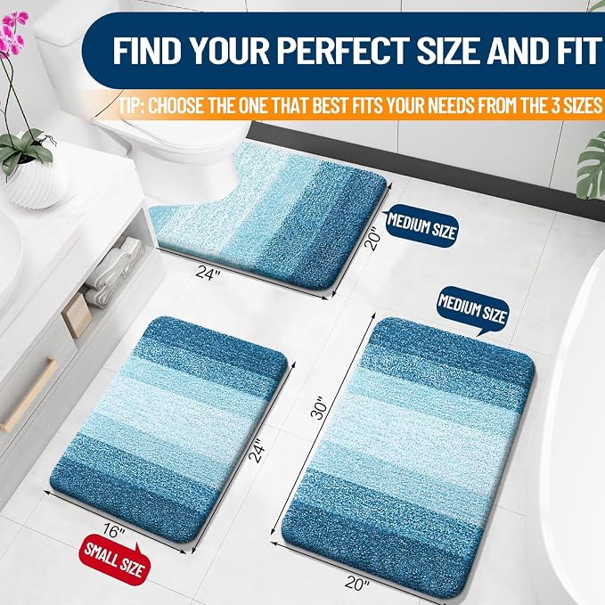 OLANLY Large Bathroom Rugs Mat 44x32, Extra Soft Absorbent Microfiber Bath Rugs, Rubber Backing, Quick Dry, Washable Bath Mats for Bathroom Floor, Tub and Shower, Home Decor Accessories, Peacock Blue