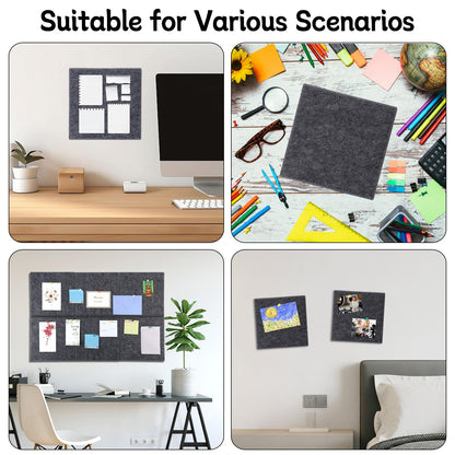 Large Cork Board 28" x 19", 6 Pack Felt Bulletin Board with Pushpins, Cork Boards Alternative with Self-Adhesive Strips, Felt Wall Tiles Pin Boards for Walls Office Home School Decor-Dark Gray