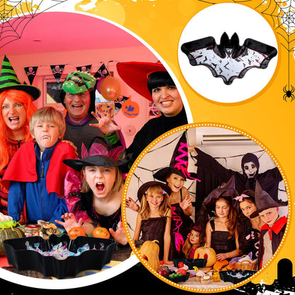 Dandat 4 Pcs Halloween Candy Bowl Plastic Halloween Serving Tray Dishes Creepy Plastic Platter with Spooky Bloodstain for Party Supply(Bat Shape)
